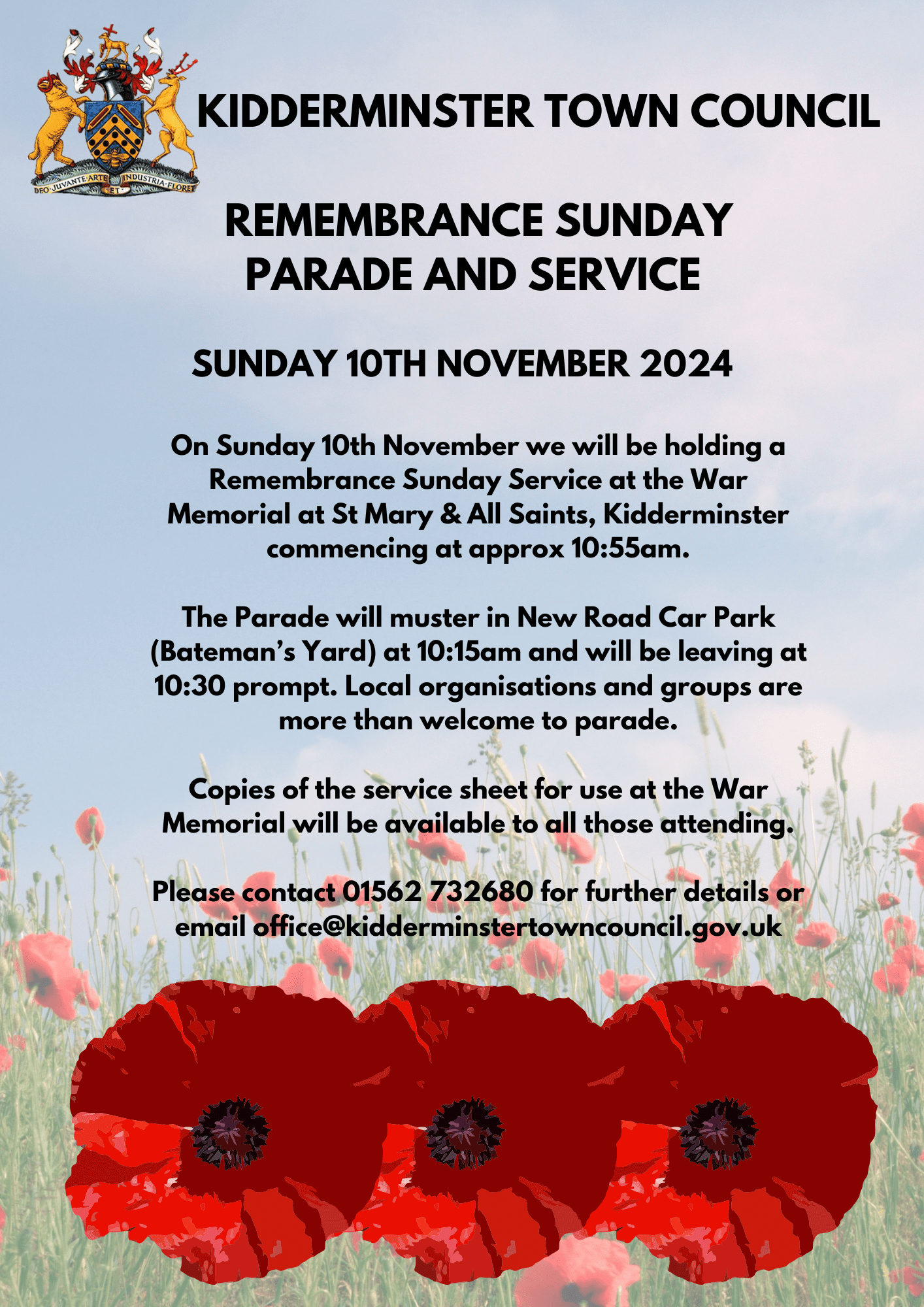 REMEMBRANCE SUNDAY PARADE AND SERVICE POSTER